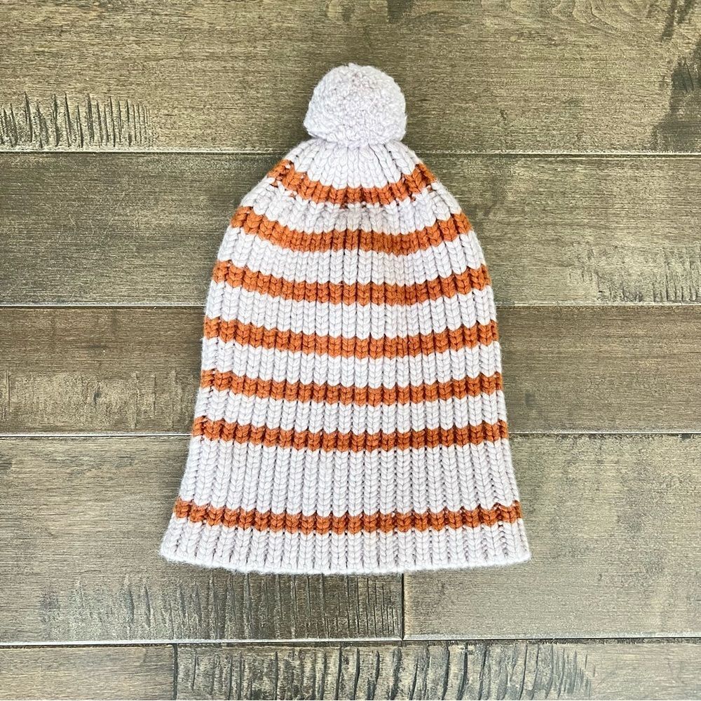 Madewell Striped Knit Beanie Hat PomPom Knit